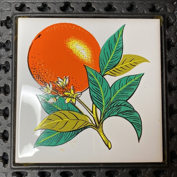 1960’s Cast Iron and Ceramic Trivet - Picture 4 of 9